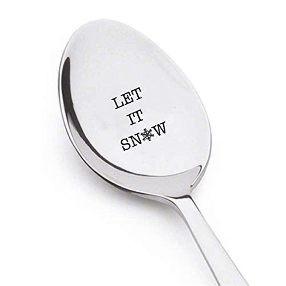 Let It Snow Spoon Unique Gifts For Him Or Her Best Friends Valentine Loved Ones Coffee Lover On Birthday Wedding Anniversary Christmas And Special Occasion Engraved Stainless Steel Spoon - BOSTON CREATIVE COMPANY