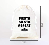 Fiesta Siesta Repeat| Wedding Bachelorette Girls Party Favor Bags | Cotton Muslin Bag - BOSTON CREATIVE COMPANY