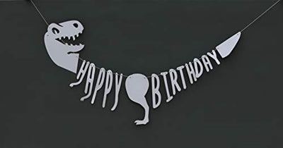 Dinosaur Birthday Banner Party Decoration Dino Dinosaur Bone Birthday Banner Unique Decorations for Dinosaur Party Supplies Jurassic T-REX Garland Party Decoration Supplies - BOSTON CREATIVE COMPANY