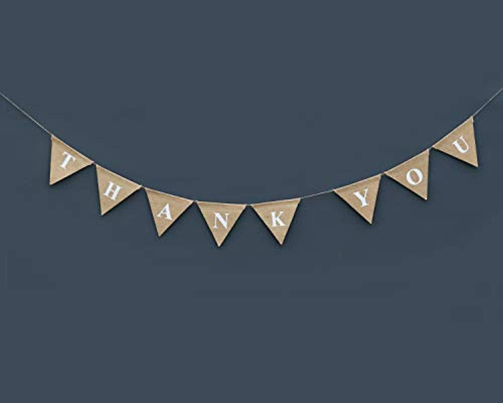 Boston Creative company Thank You Burlap Banner Wedding Bunting Card Photo Prop Rustic Sign Thankyou Hessian Celebration Party Decoration Garland - BOSTON CREATIVE COMPANY