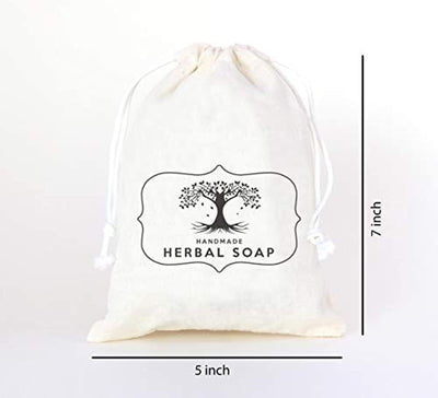 Herbal Soap Logo-Business Event-Customized Drawstring Eco Friendly Favor Bags-Set of 40 - BOSTON CREATIVE COMPANY