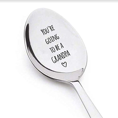 Pregnancy Announcement Reveal Ideas Stainless Steel Engraved Spoon for Grandfather Promotion - BOSTON CREATIVE COMPANY