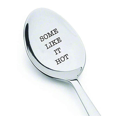 Some Like It Hot - Stainless Steel Spoon For Coffee Bar- Engraved Spoon Kitchen Accessories Cute Pretty Drink Mate Of Stainless Steel Spoons - BOSTON CREATIVE COMPANY