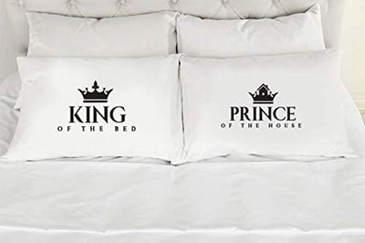 Boston Creative Company King of The Bed & Prince of The House Pillowcase Wedding Couples Pillows Bridal Shower Gift Husband & Wife Pillowcase Valentines Gift Pillowcase - BOSTON CREATIVE COMPANY