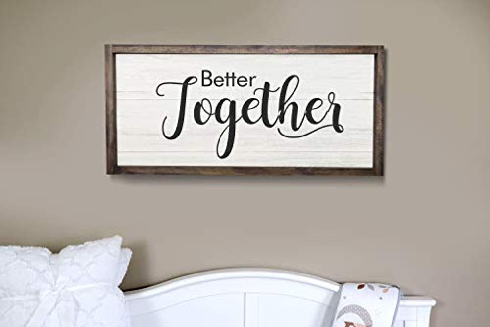 Boston Creative company Better Together Rustic Nursery Room Wood Sign Home Decor Farmhouse Style Wedding Sign Wooden Wall Art Bridal Shower Gift Couple Wedding Gift Room Plaque Sign - BOSTON CREATIVE COMPANY