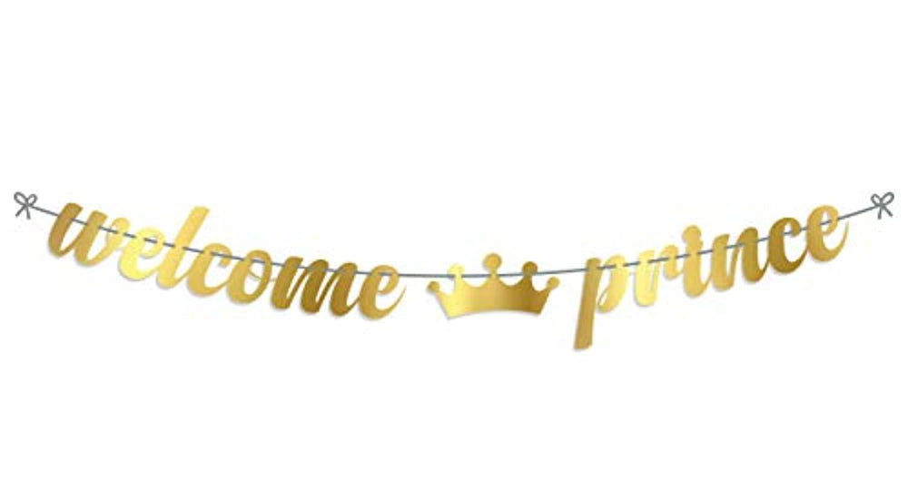 Royal welcome prince banner for baby shower| Royal prince charming| Gender reveal prince |Welcome prince or princess|Little prince party decorations| - BOSTON CREATIVE COMPANY