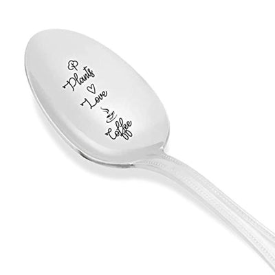 Inspirational Gift for Women | Plants Love Coffee Engraved Spoon Gift for Men/Women - BOSTON CREATIVE COMPANY