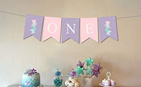 I AM ONE Banner Mermaid Party Supplies Birthday Decorations-Ocean Mermaid theme Girl's first -Birthday Party and Baby Shower Party Decorations-kids Purple pink under the sea party favors decorating kit - BOSTON CREATIVE COMPANY