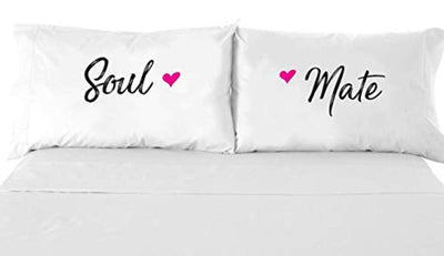 Couples Gifts - Printed Pillowcase - Wedding Gifts - Newlywed gifts - Soul mate Pillow Case - White Pillow Cover – Bedroom Decor - Set of 2 - Couples Pillowcases - BOSTON CREATIVE COMPANY