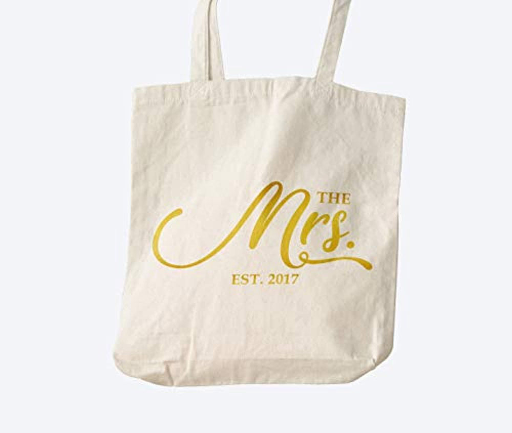 Mrs Tote Bag, Bridal Shower Gift (Black)-Best Selling Gifts for Women-Gifts under 20 - BOSTON CREATIVE COMPANY