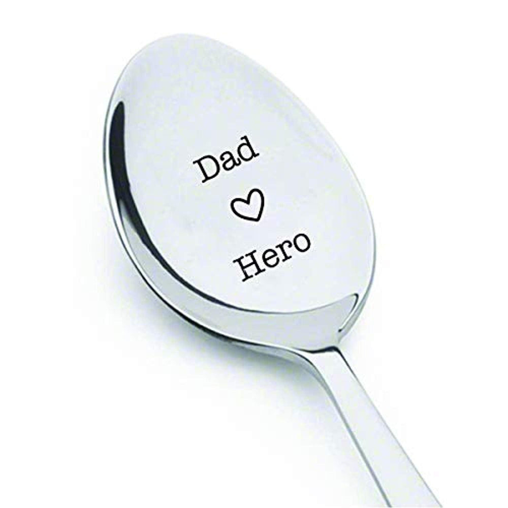 Dad Hero With Heart Engraved Stainless Steel Spoon Gifts For Dad On Father's Day Birthday Anniversary Special Occasion - BOSTON CREATIVE COMPANY