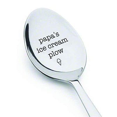 Papa's Ice Cream Plow Spoon | Fathers Day Gift Ideas | Creative Items | Engraved Stainless Steel Spoon . - BOSTON CREATIVE COMPANY