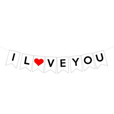 I love you banner | Valentines day decoration kit | Valentine's Day Proposal Courtship Wedding Anniversary Bridal Party Decorations | Proposal decoration | First anniversary decoration - BOSTON CREATIVE COMPANY