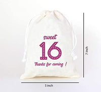 Sweet Sixteen Birthday Party Cotton Favor Bags-Set of 30 - BOSTON CREATIVE COMPANY