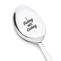 Engraved Spoon - I Fucking HATE Cooking - Valentines Day Wedding Gifts - 7 Inch Stainless Steel Ergonomic Design - BOSTON CREATIVE COMPANY