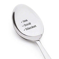 Tea Book Blanket Engraved Stainless Steel Spoon Token Of Love Gift For Book And Tea Lover Best Friend Couple Valentine On Birthday Anniversary Wedding Special Occasions - BOSTON CREATIVE COMPANY