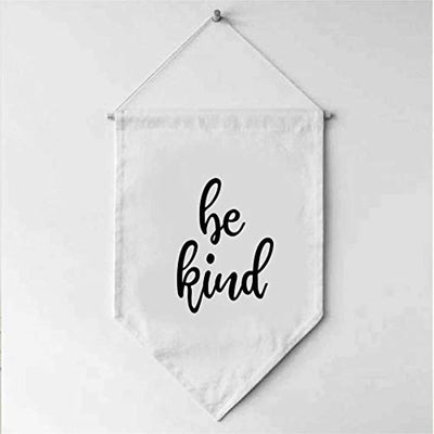 Be Kind Wall Hanging Banner - Flag Motivation Quotes Inpirational Sayings - Handmade Cotton Vintage Look - BOSTON CREATIVE COMPANY