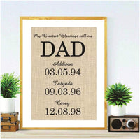 DAD Family Date Sign Burlap Print - BOSTON CREATIVE COMPANY