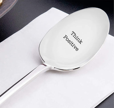 THINK POSITIVE Spoon-Think And Grow With Positive Ideas-Awesome Gifts For Friends Loved One-best Selling Engraved Spoon - BOSTON CREATIVE COMPANY