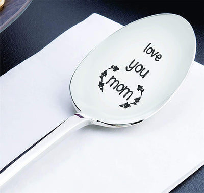 Engraved Stainless Steel Coffee Spoon  for Mother - Love You Mom Spoon Gift for Mom - Personalized Birthday Gift for Mama - BOSTON CREATIVE COMPANY