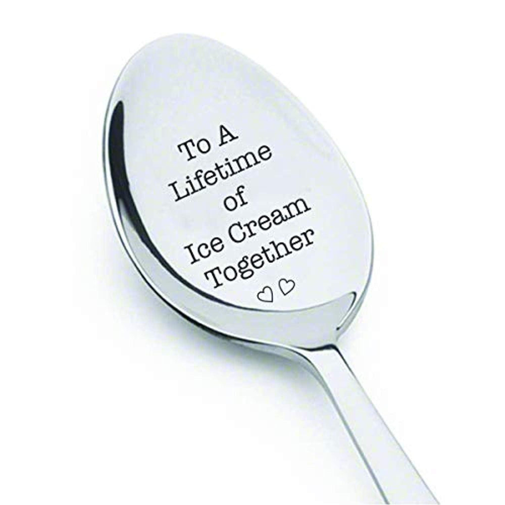 To A Lifetime Of Ice Cream Together Spoon | Anniversary Gift Ideas | Lovers Gift | Couples Gifts | Engraved Stainless Steel Spoon - BOSTON CREATIVE COMPANY