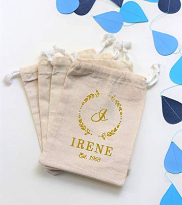 Personalized Drawstring Bags-Custom Bridal Bags–Set of 30 - BOSTON CREATIVE COMPANY