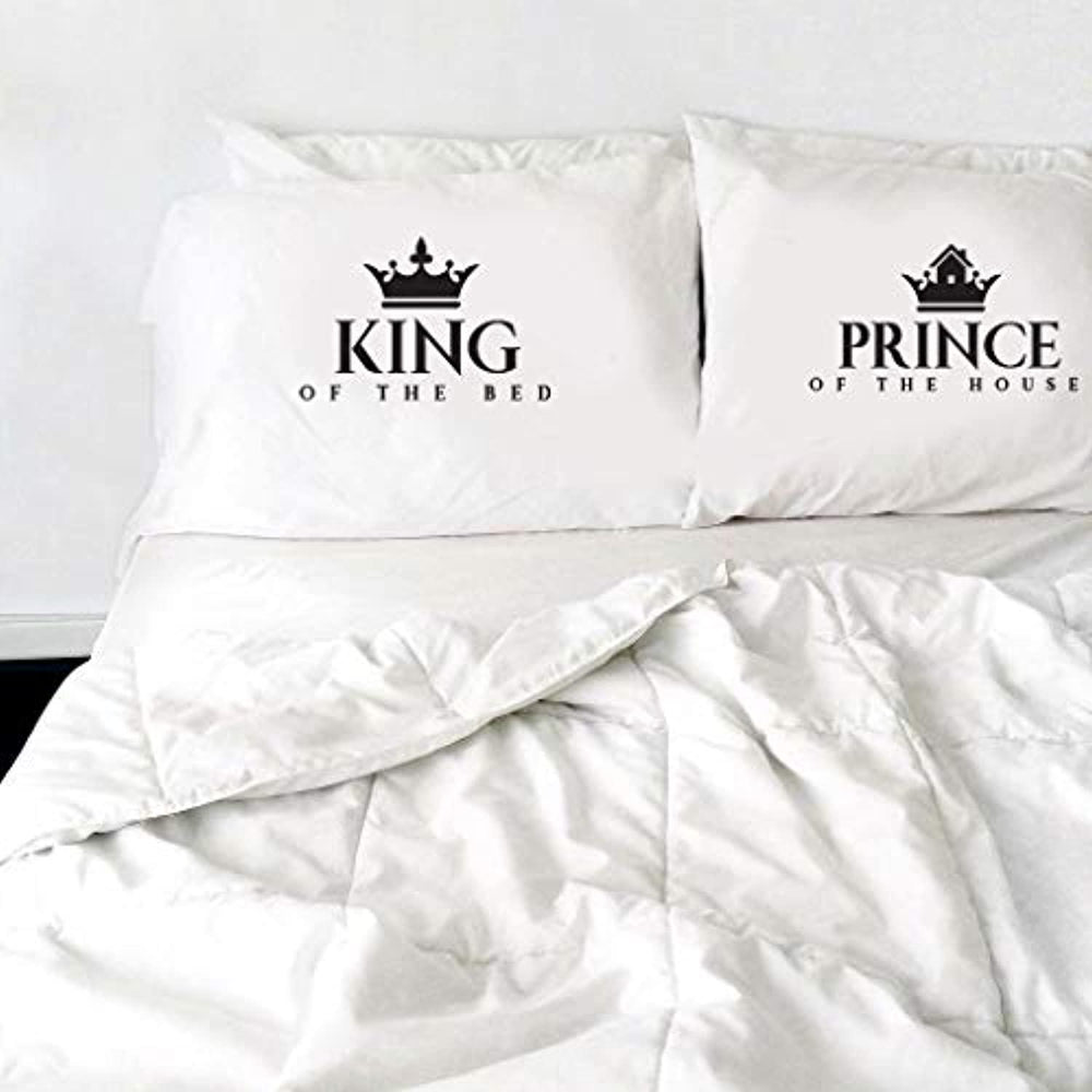 Boston Creative Company King of The Bed & Prince of The House Pillowcase Wedding Couples Pillows Bridal Shower Gift Husband & Wife Pillowcase Valentines Gift Pillowcase - BOSTON CREATIVE COMPANY