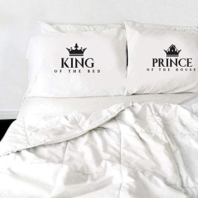 Boston Creative Company King of The Bed & Prince of The House Pillowcase Wedding Couples Pillows Bridal Shower Gift Husband & Wife Pillowcase Valentines Gift Pillowcase - BOSTON CREATIVE COMPANY