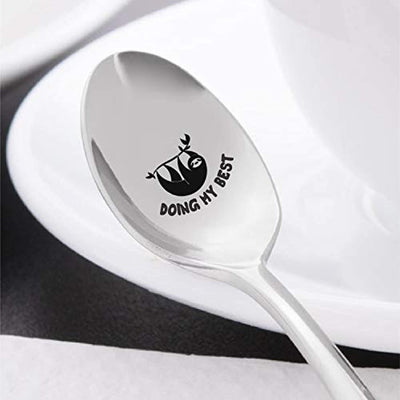 Engraved Stainless Steel Spoon-Funny Sloth Birthday Gift Ideas for Men Women - BOSTON CREATIVE COMPANY