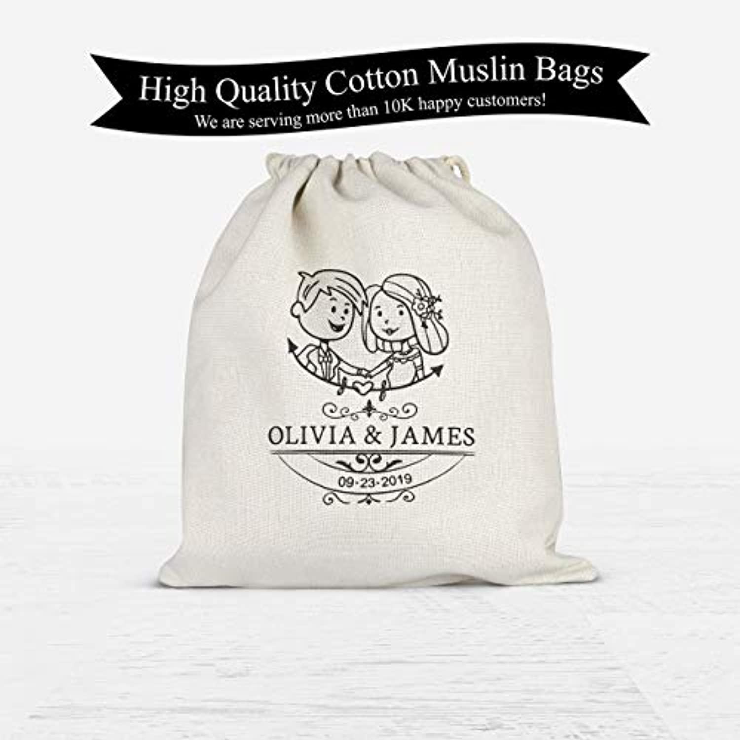 Custom Boutique Name Favor String Bag-Party Drawstring Muslin Bags