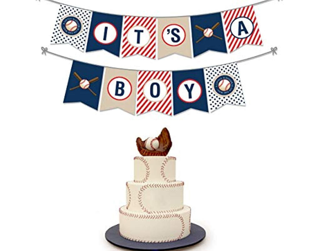 Party Tarty -Baseball Themed Party Favors Baby Shower Sports Themed Pennant Decoration-its A Boy Banner Highchair Decorations For 1st Birthday Boy Decoration- Sport Decorations For Gender Reveal Party - BOSTON CREATIVE COMPANY