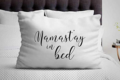 Namastay in Bed Pillow Cover | Bedroom Decorative Pillow Cover| Funny Gift ideas - BOSTON CREATIVE COMPANY