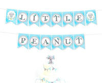 Little Peanut Baby Shower Boy Banner Decoration-Dumbo Party Supplies- Blue Party Home Decorations Party Kit-little Elephant Blue Baby Shower Banner Pennant Or Birthday Party Elephant Decor - BOSTON CREATIVE COMPANY