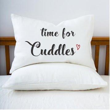 Bedroom Decor - Time for cuddles pillowcase - Couple Gifts - White Pillow Cover - Decorative Pillow Covers - Single pillowcase - BOSTON CREATIVE COMPANY