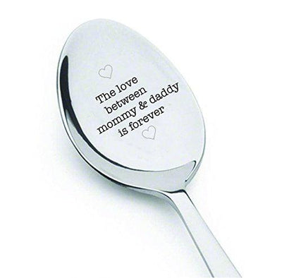 The love between mommy and daddy is forever - cute spoon - engraved spoon - coffer lover - gift for mom - Were Having a Baby - engraved Spoon for Pregnancy Announcement - dad gifts#SP_001 - BOSTON CREATIVE COMPANY