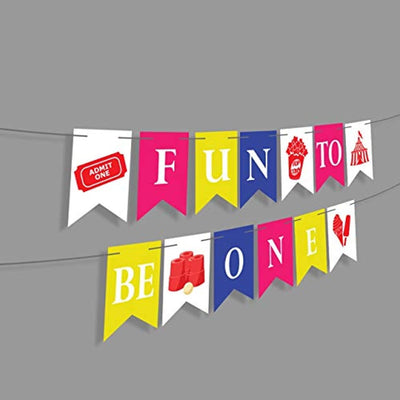 Fun To Be One Banner High Chair Kit Boy Or Girl First Birthday Party Supplies -Multi Color Pennant Banner Circus Banner Decoration For 1st Birthday-carnival Theme fun decor Letter Banner street signs - BOSTON CREATIVE COMPANY