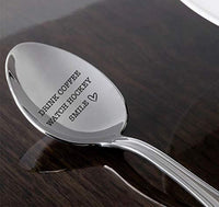 Drink Coffee Watch Hockey Engraved Stainless Steel Espresso Spoon Token Of Love Gifts For Coffee And Hockey Lover Best Friend Valentine On Birthday Anniversary Special Occasions - BOSTON CREATIVE COMPANY