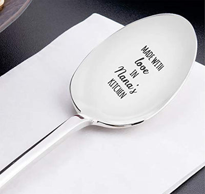 Made With Love In Nana's Kitchen Engraved Stainless Steel Spoon Token Of Love Gifts For Grandpa Grandfather From Grandchildren On Birthday Anniversary And Special Occasions - BOSTON CREATIVE COMPANY