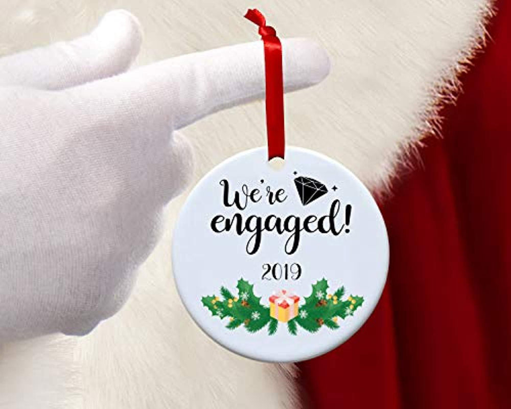 Engagement Christmas Ornament Gift for Couples-Fiance Keepsake Xmas Tree Decoration - BOSTON CREATIVE COMPANY