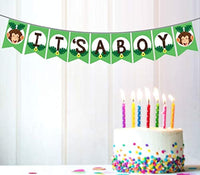 Ideas from Boston- Safari baby shower banner, Baby Shower Boy Party Decoration, Safari Theme Monkey Animal, Safari Zoo Animal Baby Shower decoration, Banner i'ts a boy jungle baby shower Party supplie - BOSTON CREATIVE COMPANY