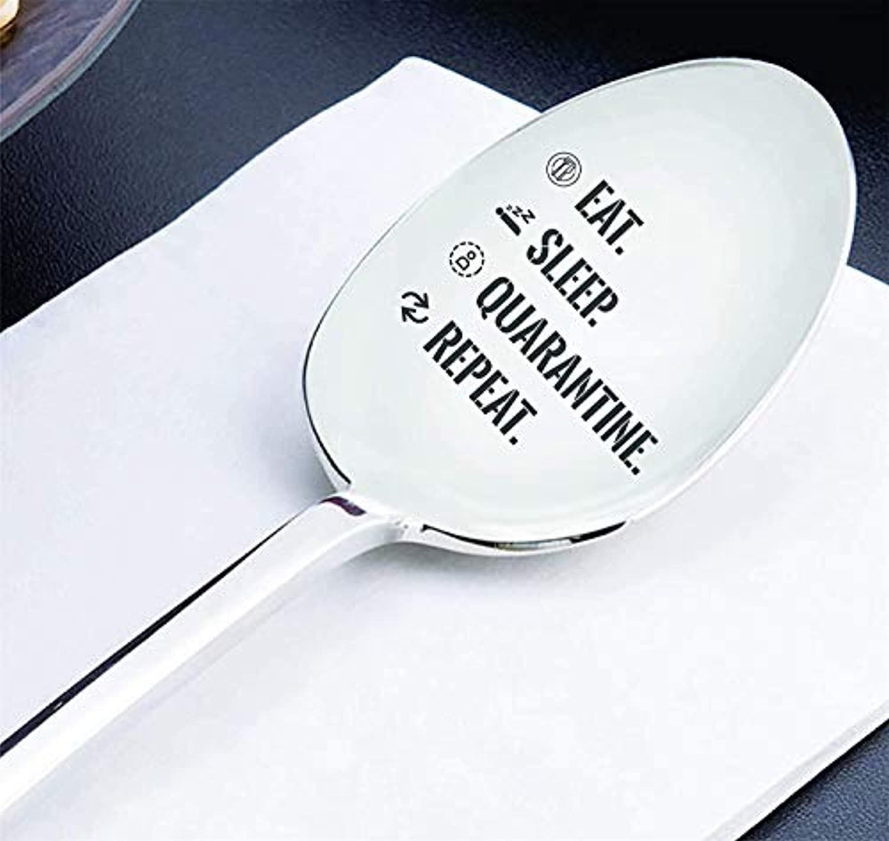 Funny Quarantine Gag Gifts for Men Women-Engraved Social Distancing Spoon Gift - BOSTON CREATIVE COMPANY