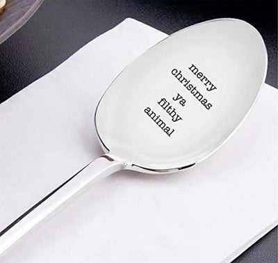 MERRY CHRISTMAS YA FILTHY Animal Spoon-Awesome Gifts For Best Friends- Funny Christmas Presents - Engraved Stainless Spoon - BOSTON CREATIVE COMPANY