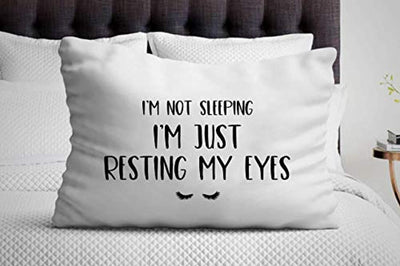 Funny Pillow Cover | Gifts For Best Friends| I'm Not Sleeping I'm Just Resting My Eyes Pillow Case - BOSTON CREATIVE COMPANY
