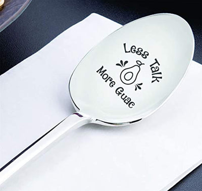 Christmas Gift Ideas For Avocado lovers | Less Talk More Guac Engraved Spoon Gift - BOSTON CREATIVE COMPANY