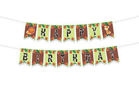 JUNGLE THEMED HAPPY BIRTHDAY BANNER - Baby Animals Decorations - Animal Birthday Party Decorations - Jungle Safari Party Supplies - Animal Baby Shower Decorations - Forest Animals Birthday Party Decor - Forest Theme Birthday Banner - 8*5.5 Inches - BOSTON CREATIVE COMPANY