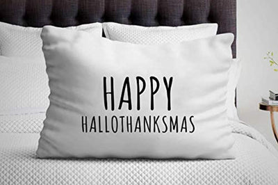 Happy Hallothanksmas Pillow Cover| Christmas Celebration | Presents for Special Occasions - BOSTON CREATIVE COMPANY