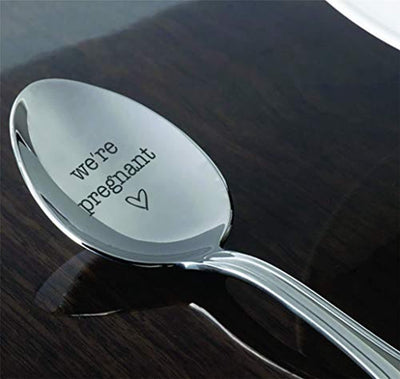 We're Pregnant Engraved Spoons for Surprise Pregnancy Announcement - BOSTON CREATIVE COMPANY