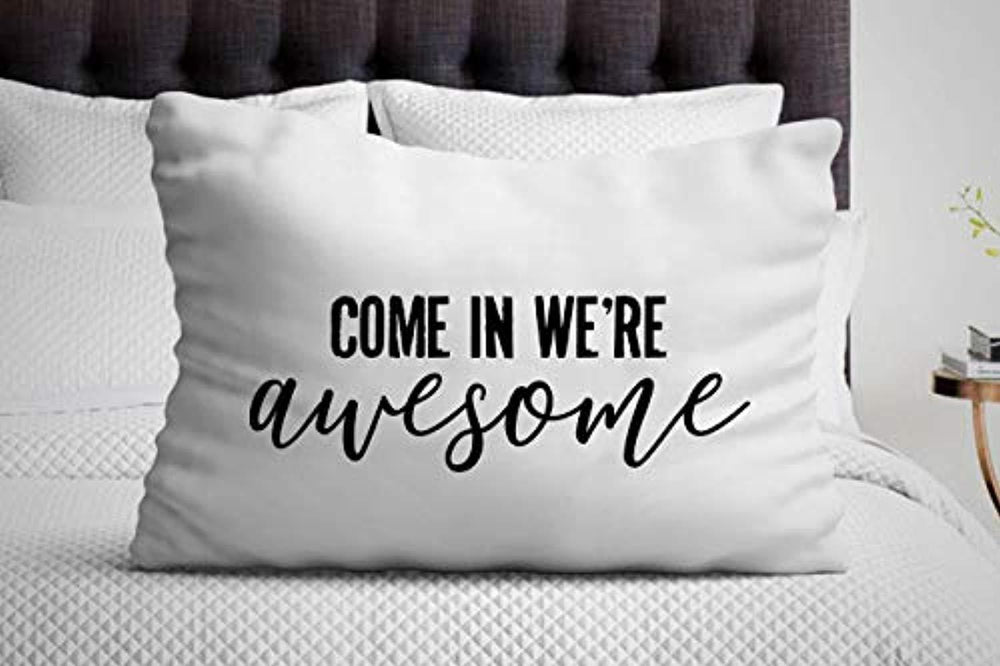 Come in We're Awesome Pillow Cover| Cool Home Decorative Welcome Pillow Case - BOSTON CREATIVE COMPANY