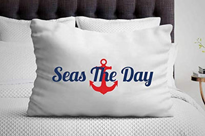 Pillow Case Present for Summer Vacation - Seas The Day Beach Theme Cover - BOSTON CREATIVE COMPANY