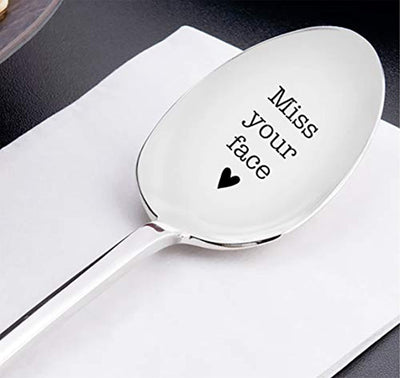 I Miss Your Face Engraved Spoon-Keepsake Gifts for Him Her-Coffee or Tea Spoon - BOSTON CREATIVE COMPANY